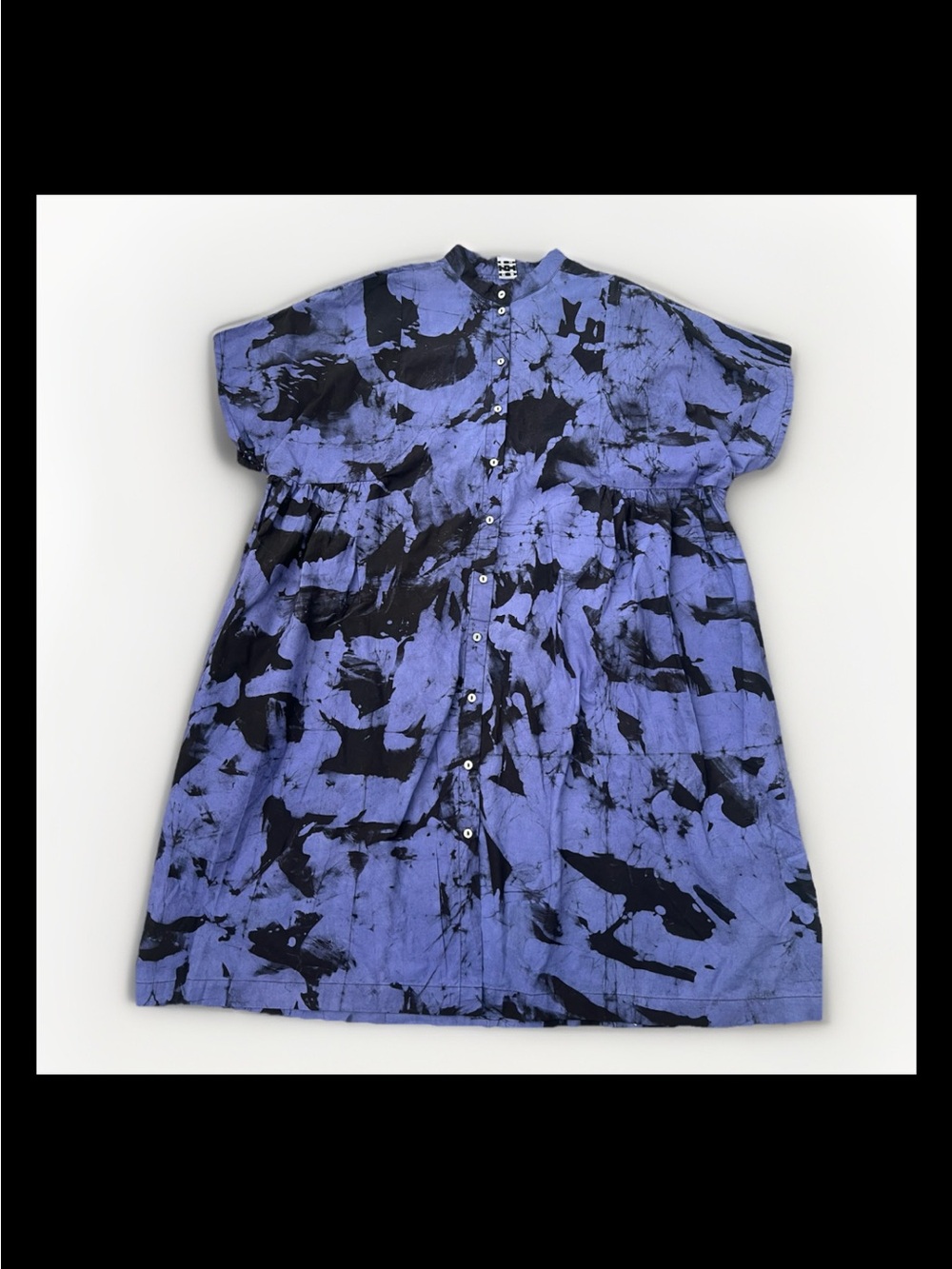 Osei-Duro Bata Dress Rorschach Purple Pockets SS Pockets Sz L